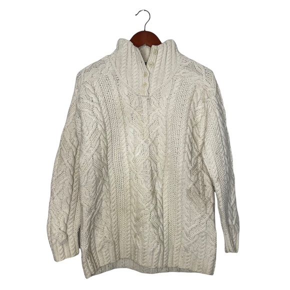 Lauren Ralph Lauren Sweaters - LAUREN RALPH LAUREN Hand Knit Worsted Wool Cable Knit Pullover High Neck Sweater